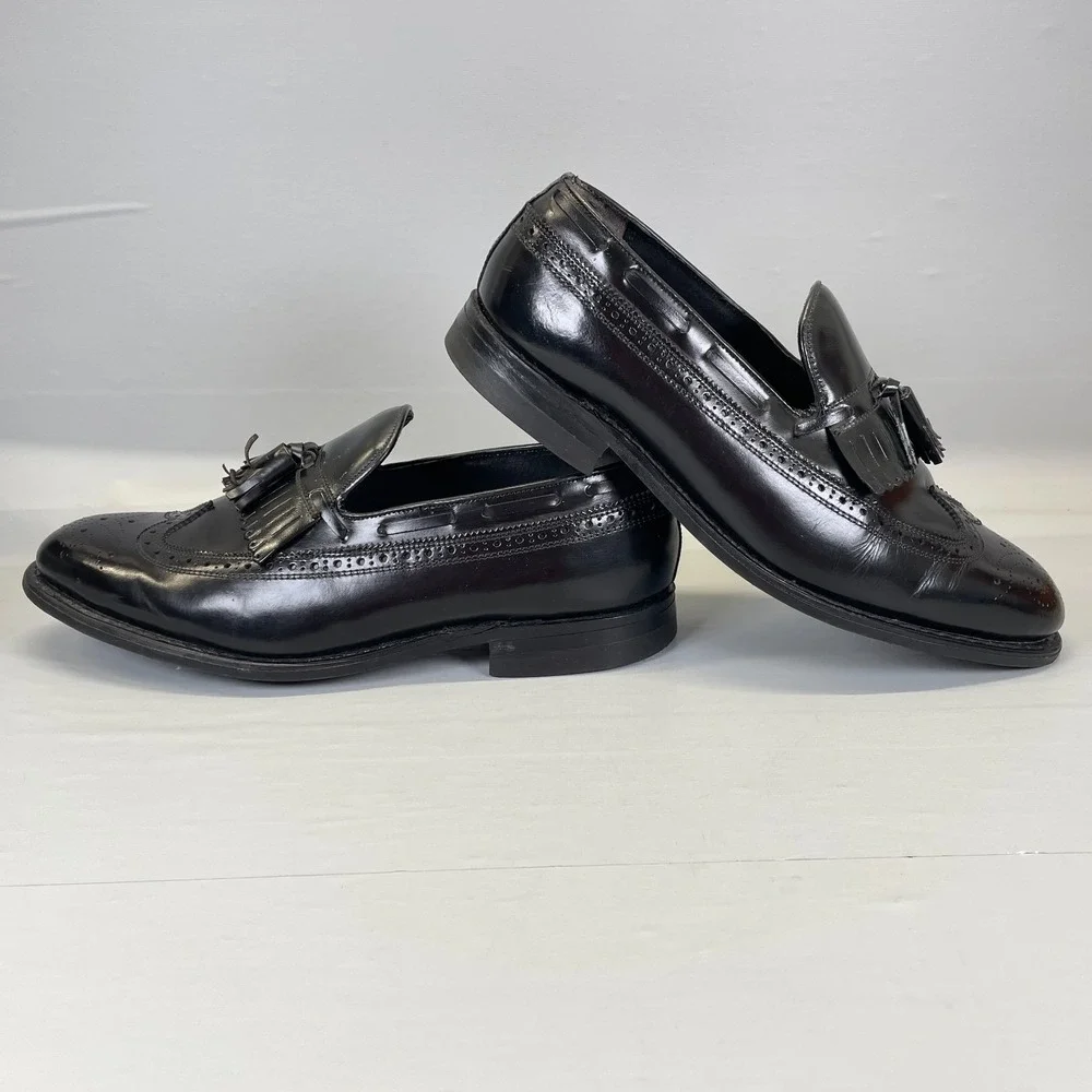 Stuart McGuire Wingtip Tasseled Loafers Mens Size 10 Black Leather Dress Shoes
